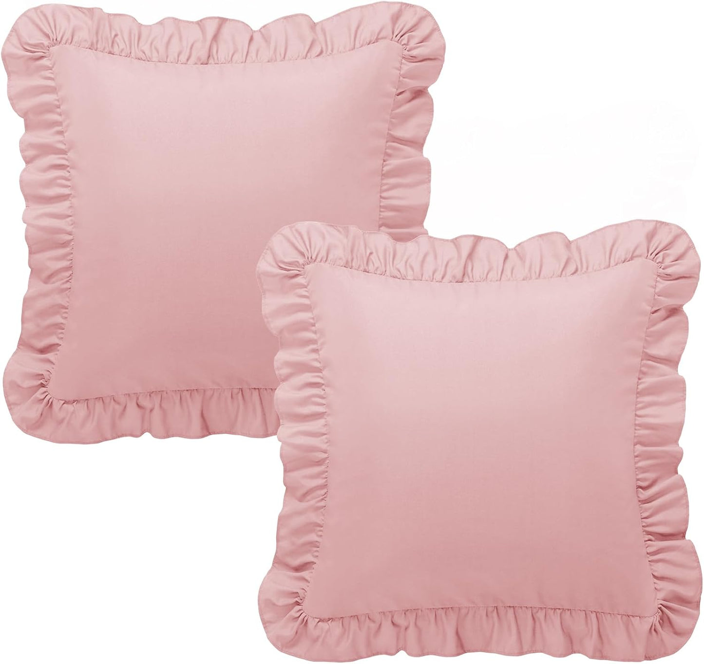KKJIAF Ruffle Pillow Cases 26x26 Inches, White Square Ruffled Pillow Covers Set of 2, Microfiber Wrinkle Resistant Pillow Shams with Envelope Closure for Sofa Bed Living Room