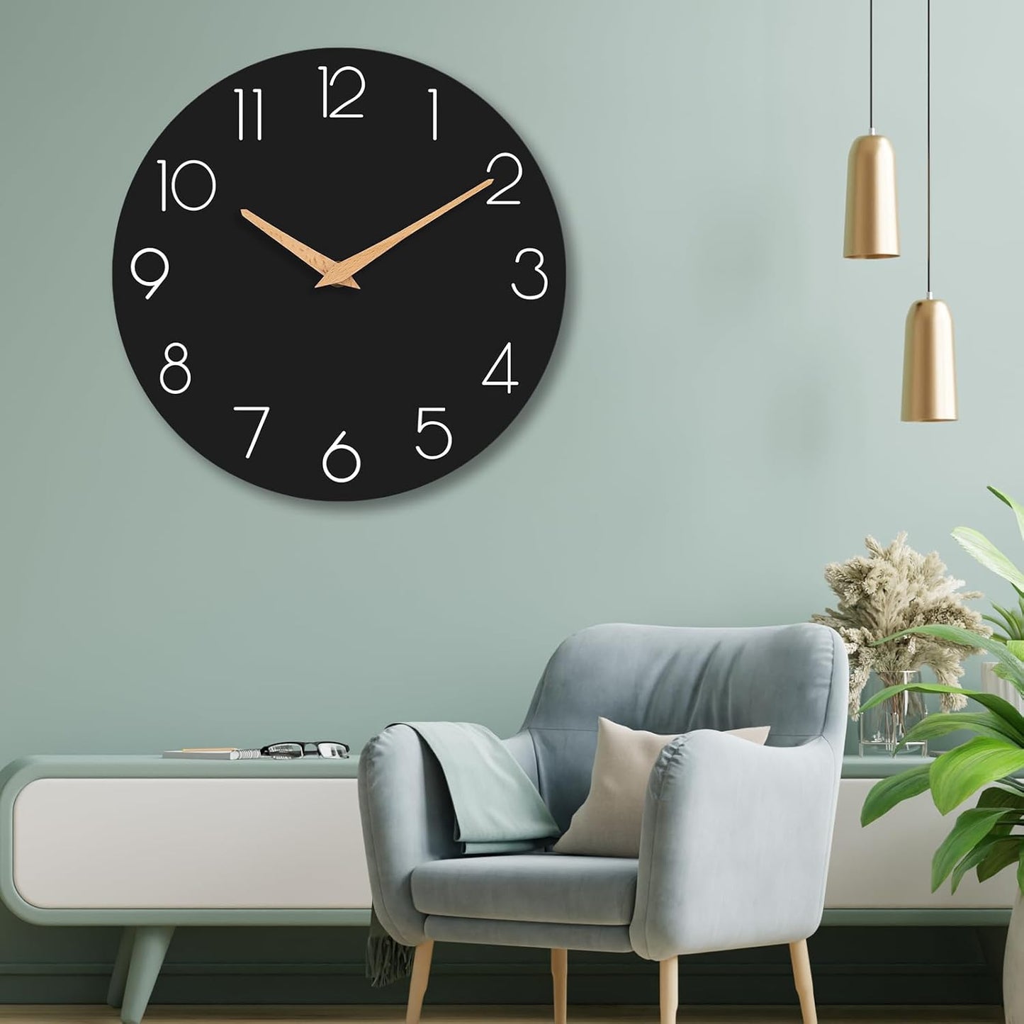 cicininc Wall Clock, Gray Silent Non-Ticking, Decorative Battery Operated Wall Clocks for Bedroom, Kitchen, Home, Office, School, Hotel (8 Inch)