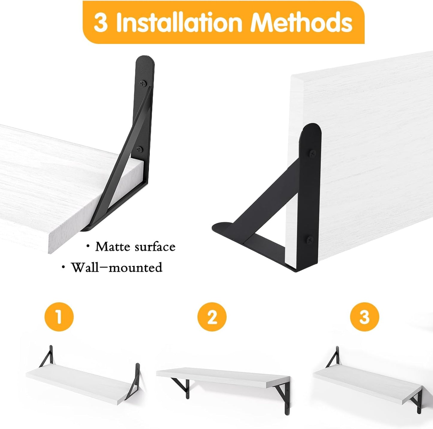 YGEOMER Floating Shelves for Wall, Different Sizes Dark Carbonized Brown Wall Shelves for Living Room, Bathroom, Bedroom, Kitchen, Home Decor (Set of 4)