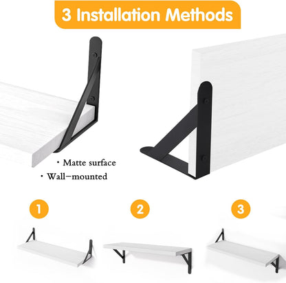 YGEOMER Floating Shelves for Wall, Different Sizes Dark Carbonized Brown Wall Shelves for Living Room, Bathroom, Bedroom, Kitchen, Home Decor (Set of 4)