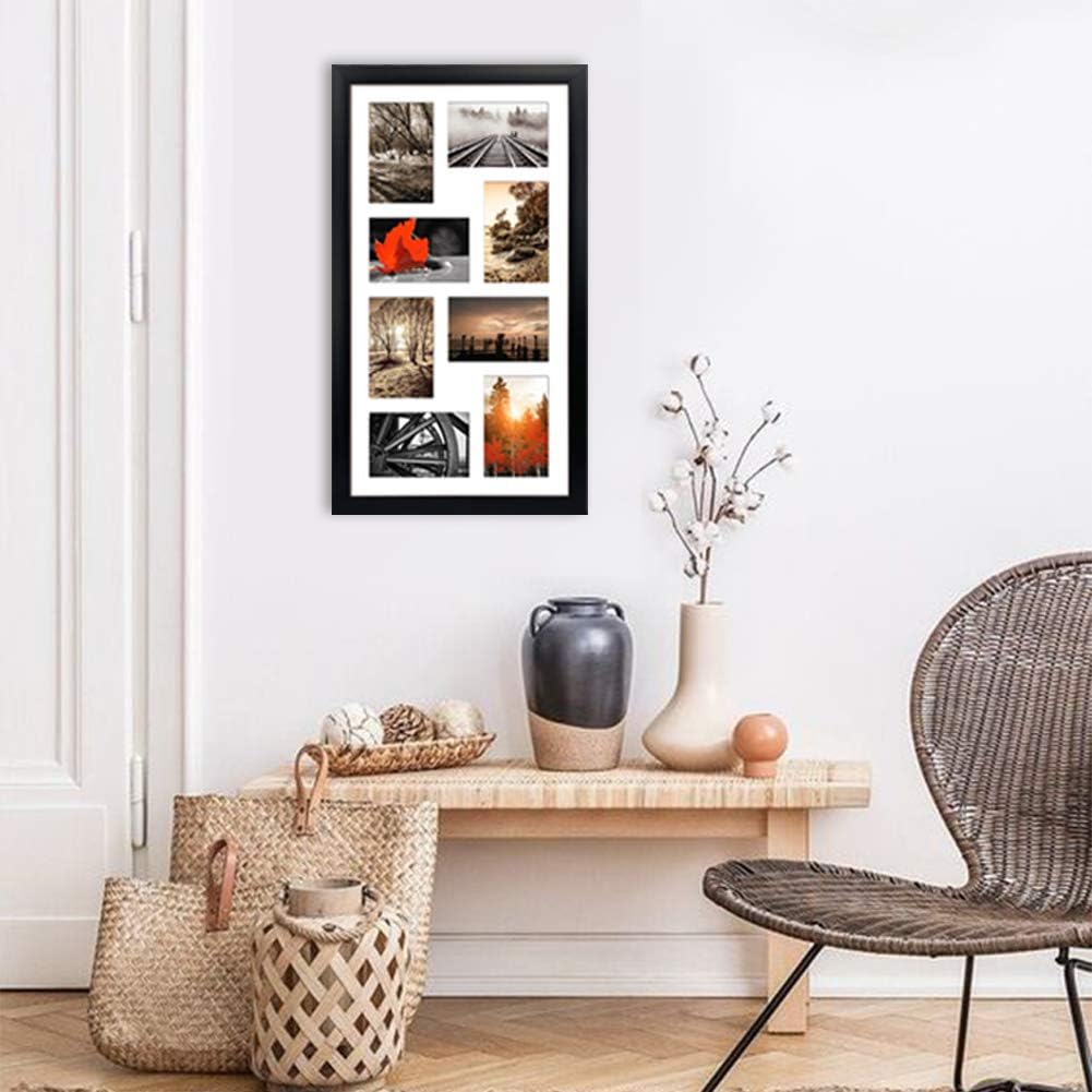 QUTREY 20 Opening 4x6 Collage Picture Frame Set of 2, 18.1x41.3 inches Black Multiple Frames Display 4 by 6 inch Photos with Mat for Wall Hanging