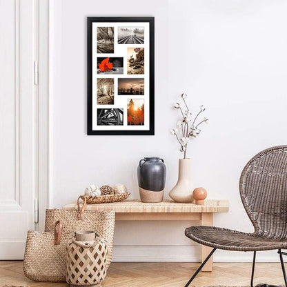 QUTREY 20 Opening 4x6 Collage Picture Frame Set of 2, 18.1x41.3 inches Black Multiple Frames Display 4 by 6 inch Photos with Mat for Wall Hanging