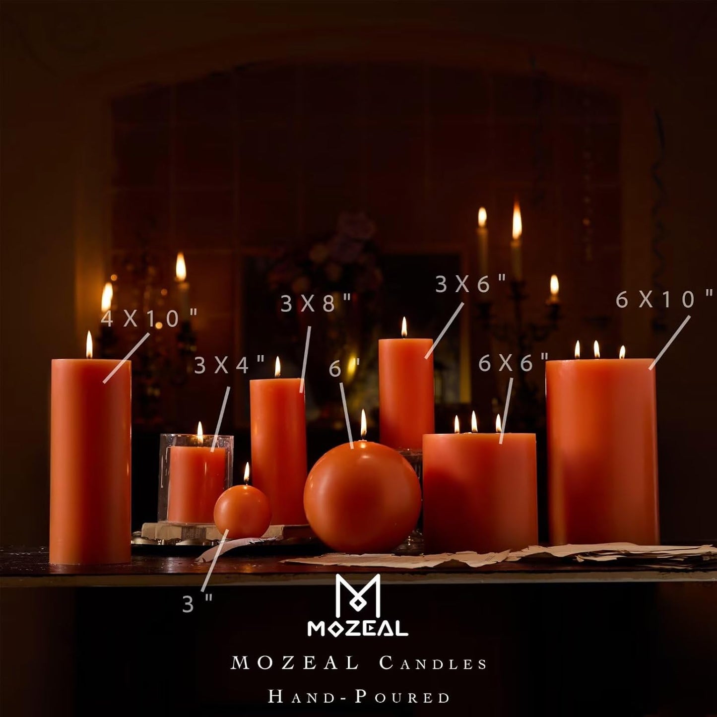 MOZEAL 3" x 4" Hand-Poured Unscented Candle,Dripless Pillar Candle Set of 3,Long Clean Burning,Approx 72 Hours Burn Time,Rustic Country Style,Wedding,Dinner,Christmas and Home Decor,White