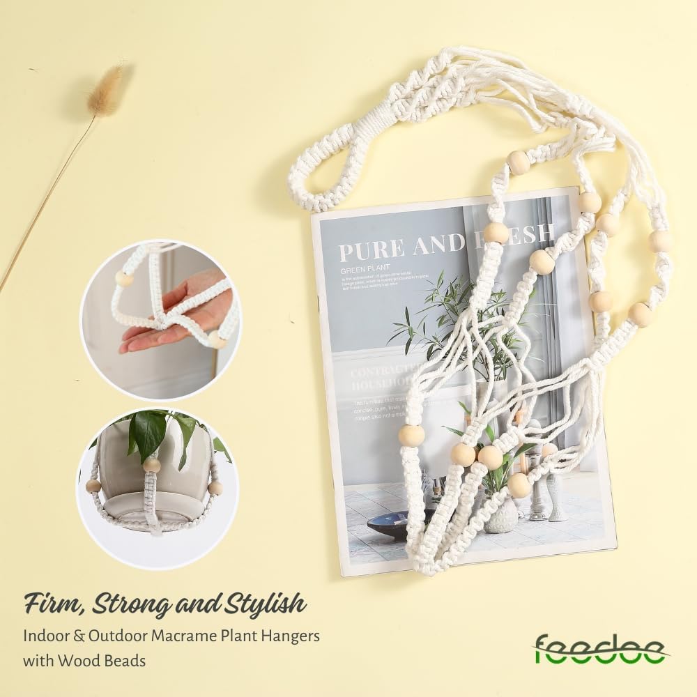 feedee Macrame Plant Hangers Indoor Macrame Hanging Planters for Indoor Plants, 6 Pack Hanging Plant Holders Indoor Hanging, Macromay Plant Hangers for Indoor Plant Hanger, Outdoor Flower Pots Holder