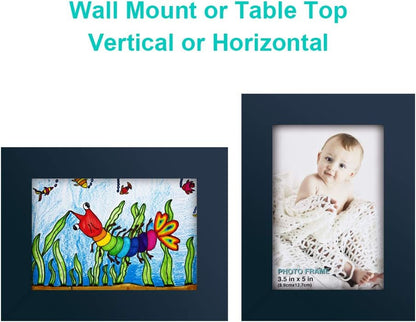 RPJC 5x7 Picture Frames Made of Solid Wood High Definition Glass for Table Top Display and Wall Mounting Photo Frame Black