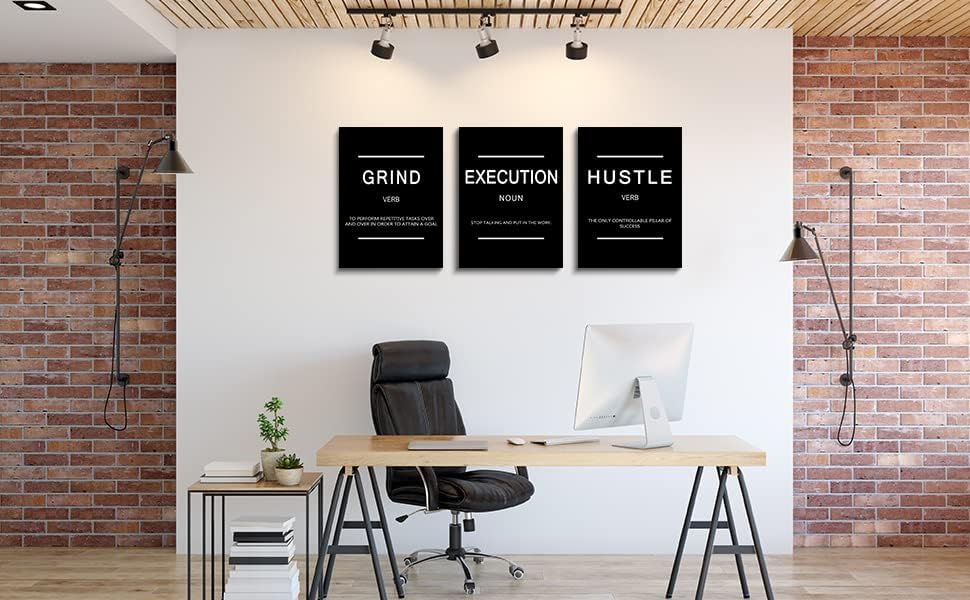 Inspirational Canvas Painting Wall Art -EPHANY ART,Mindset Quotes Prints, Success Framed Entrepreneur Poster Positive Quotes Wall Poster for Home Office Workplace (M-3pcs,12x16inchx3pcs)