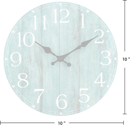 Wall Clock, Rustic Wall Clocks Battery Operated Silent Non Ticking, Country Round Wooden Clocks Farmhous Wall Decorative for Kitchen, Bathroom, Living Room (Gray 8 Inch)