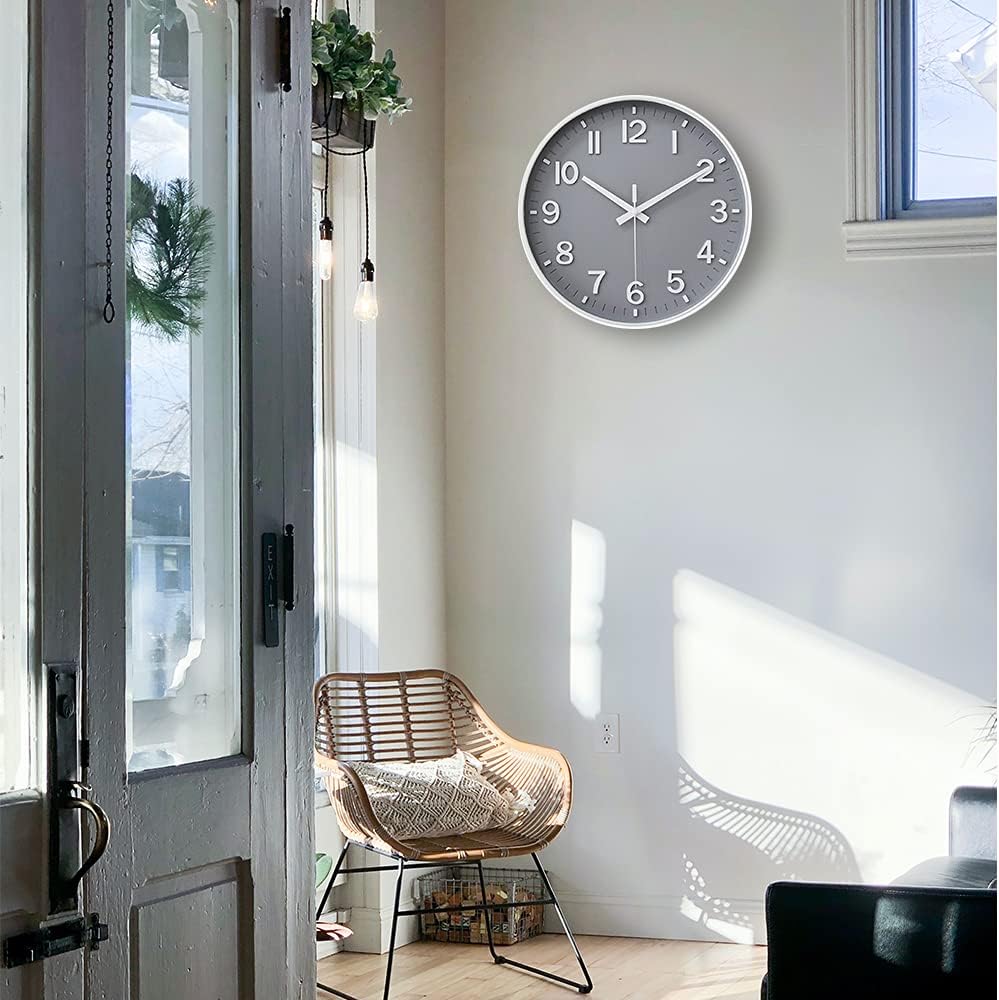 HZDHCLH Wall Clocks Battery Operated,12 inch Silent Non Ticking Modern Wall Clock for Living Room Bedroom Kitchen Office Classroom Decor (Olive Green and Gold)