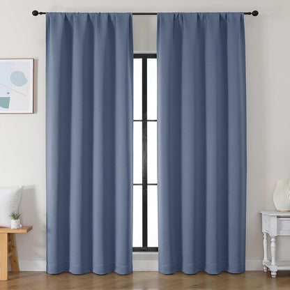 Simplebrand Ava Sage Green Blackout Curtains for Bedroom 63 Inch Length 2 Panels Set, Solid Thermal Insulated Energy Saving Rod Pocket Window Treatment Curtains Blackout Drapes, W40 x L63 Inch, Sage - Colors A