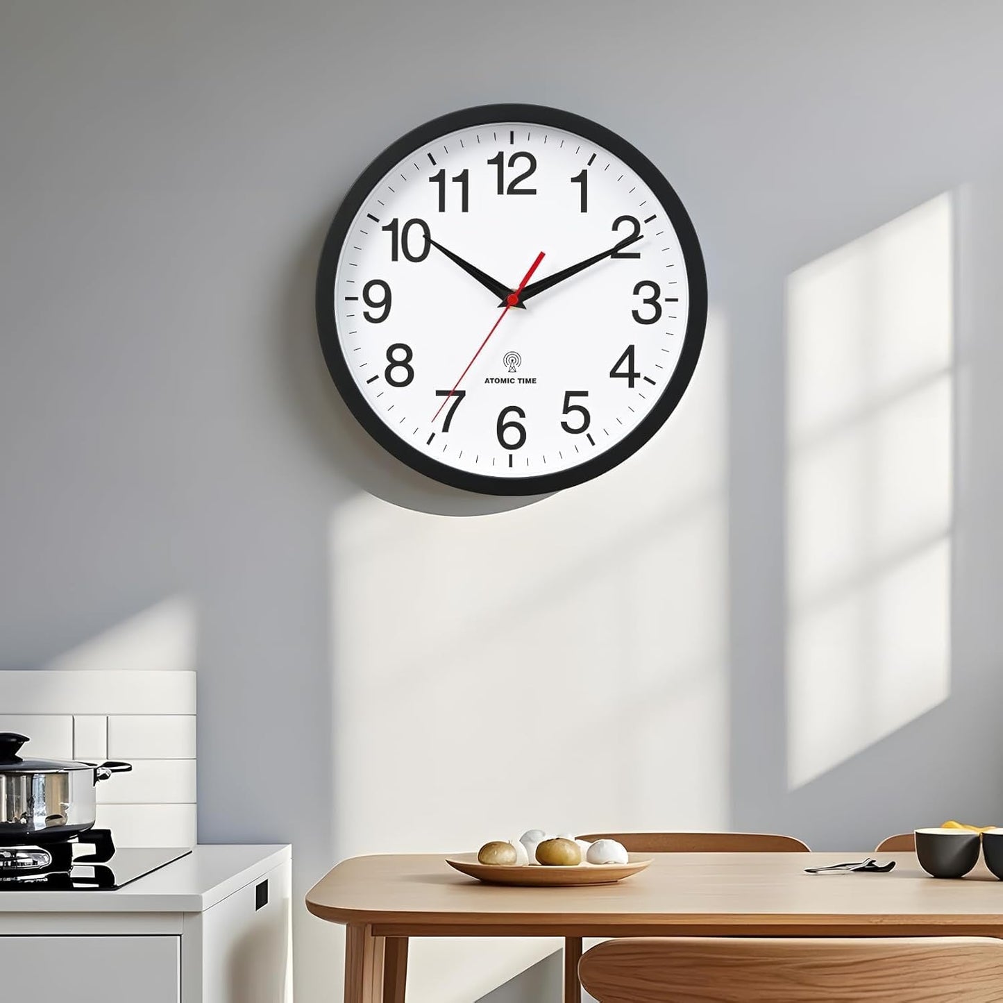 Rohioue Wall Clock Modern 8 Inch Battery Operated Silent Non Ticking Small Analog Clock for Living Room Office Home Bedroom Kitchen Bathroom(Black)