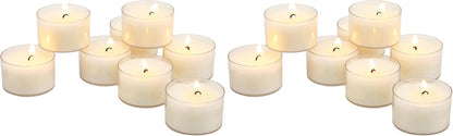 Stonebriar 96 Count White Unscented Smokeless Long Burning Clear Cup Tea Light Candles with 6 to 7 Hour Burn Time