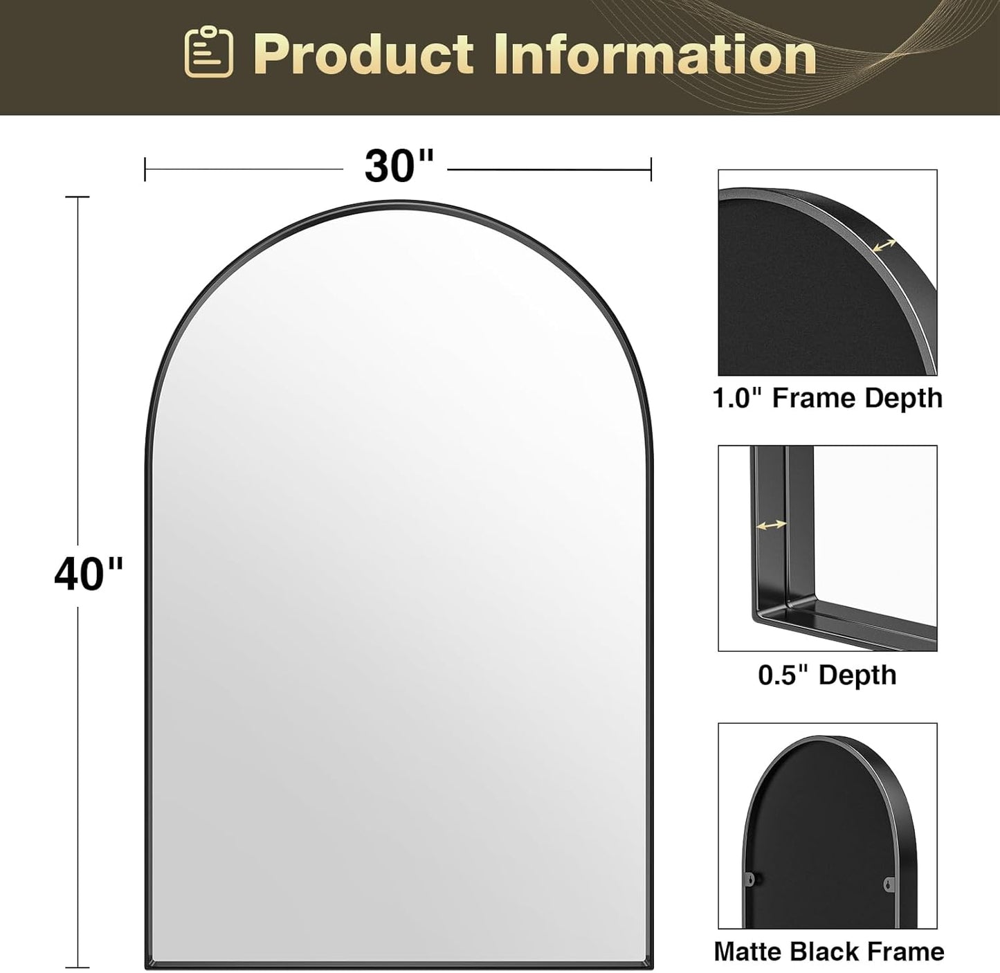 Brightify Arched Mirror, Arched Wall Mirror, 24 x 32 Inch Silver Arch Mirror, Metal Frame Silver Bathroom Mirror, Arched Top Bathroom Vanity Mirror for Living Room Bedroom Mantel Entryway Hallways