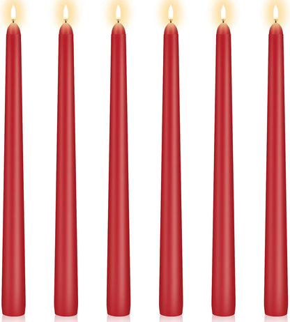 KORCCI Ivory Taper Candles 10 Inch - Set of 6 Long Candles, 8 Hours Long Burning, Smokeless & Unscented & Dripless, for Christmas Holiday Décor, Weddings, Birthdays, Dinner, Rituals (Ivory)