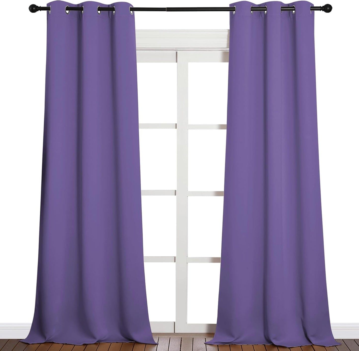 NICETOWN Halloween Pitch Black Solid Thermal Insulated Grommet Blackout Curtains/Drapes for Bedroom Window (2 Panels, 42 inches Wide by 63 inches Long, Black) - Colors D