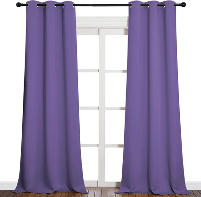 NICETOWN Halloween Pitch Black Solid Thermal Insulated Grommet Blackout Curtains/Drapes for Bedroom Window (2 Panels, 42 inches Wide by 63 inches Long, Black) - Colors D