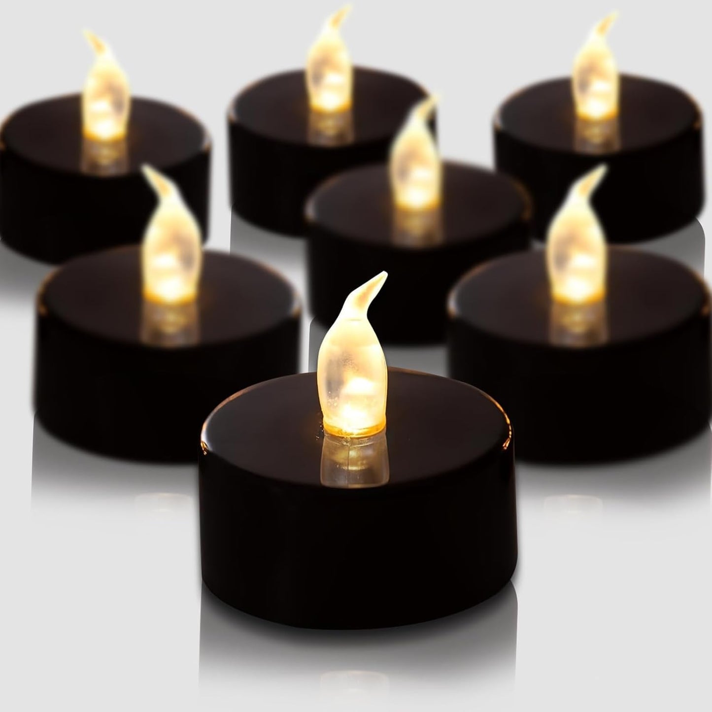 LED Tea Lights - 12 Pack Flameless Battery Operated Candles, 200+ Hours Flickering Warm White, Realistic Fake Tealights for Weddings, Home Decor, Parties, and Sweetest Day