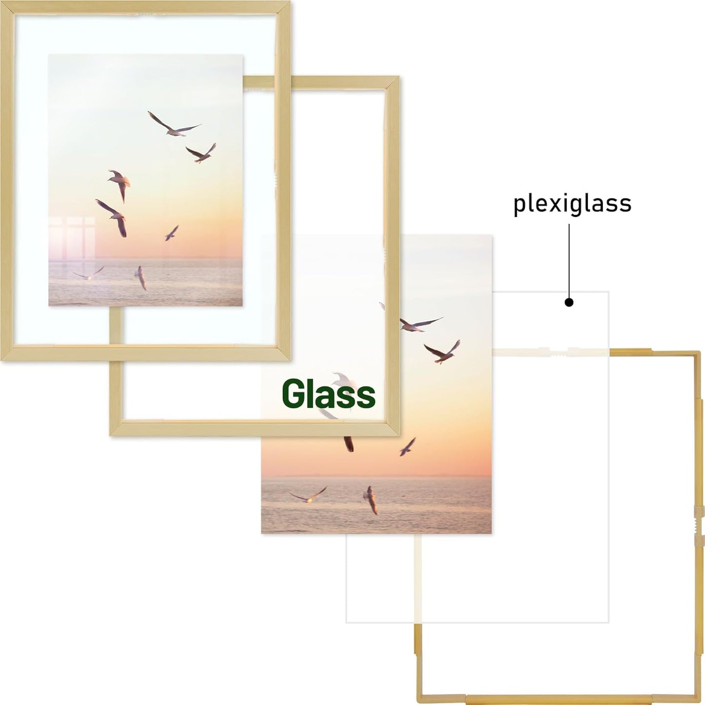 Frametory, Floating Picture Frame 12x16 - Black Aluminum Metal Photo Frame - Real Glass of Front - for Wall Mount Display