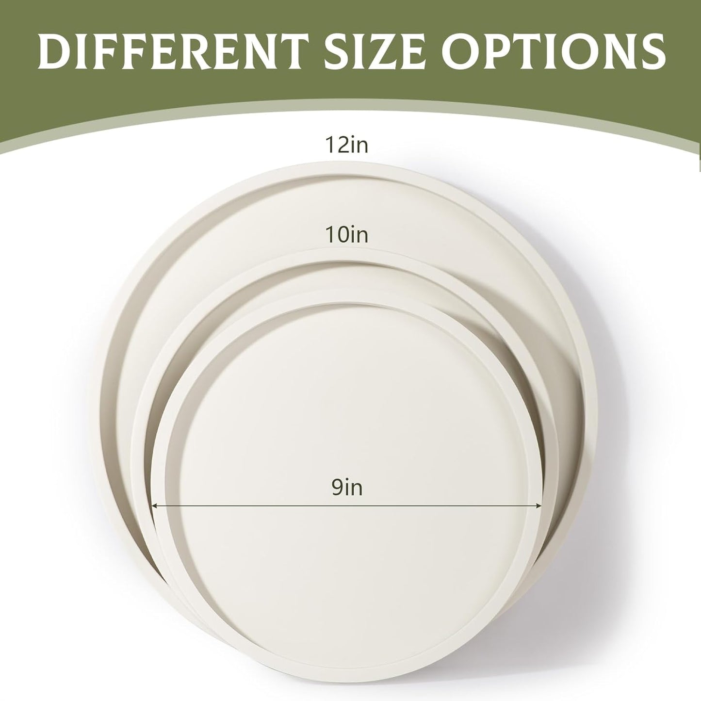 Silicone Bathroom Tray Round Vanity Tray Decorative Soap Holder Kitchen Countertop Organizer Coffee Table Decor for Candle, Perfume, Plant, 9 Inch, Black