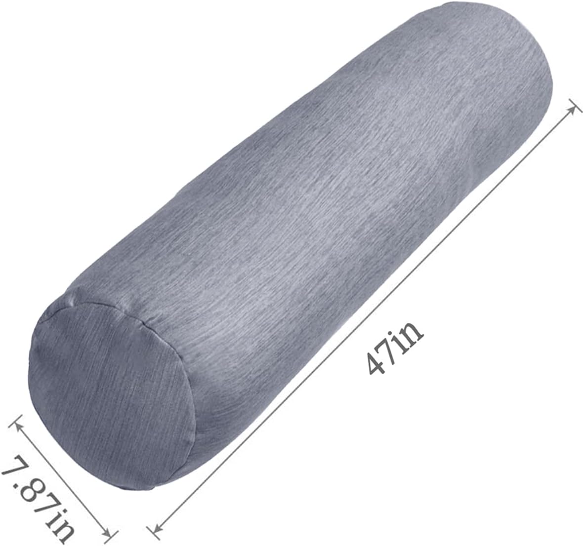 1 MIDDLE ONE Body Pillow for Adults, Bolster Pillow with Removable Velvet Cover, Long Round Cervical Roll Pillow, 47 x 7.87 Inches, Grey
