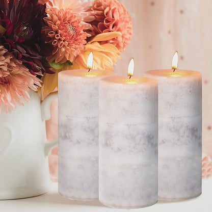 Pillar Candles Vanilla Cupcake Scented Immeiscent Aromatherapy Candle 50+ Hours Clean Burning Long Lasting Mottled Layered Candles for Home Scented SPA Restaurant Set of 3