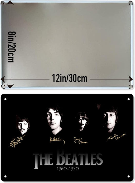 The Beatles Wall Decor - The Beatles Metal Tin Signs,Beatles Retro Art Wall Poster,Beatles Themed Birthday Party Decorations12x8 Inch