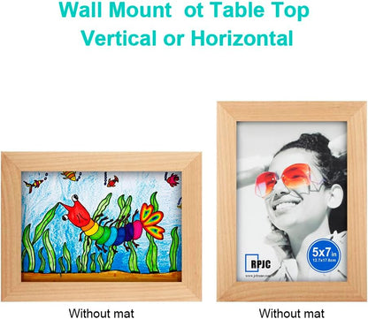 RPJC 5x7 Picture Frames Made of Solid Wood High Definition Glass for Table Top Display and Wall Mounting Photo Frame Black