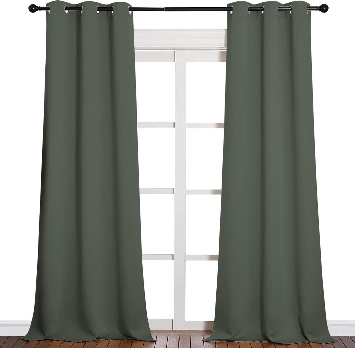 NICETOWN Halloween Pitch Black Solid Thermal Insulated Grommet Blackout Curtains/Drapes for Bedroom Window (2 Panels, 42 inches Wide by 63 inches Long, Black) - Colors C