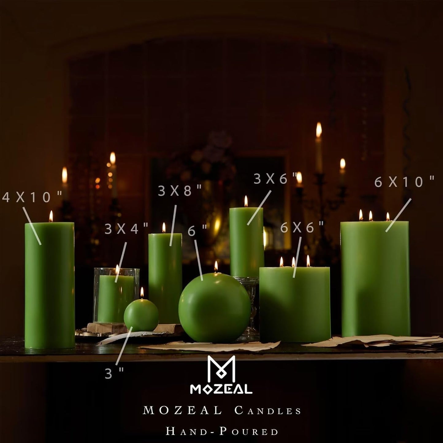 MOZEAL 3" x 4" Hand-Poured Unscented Candle,Dripless Pillar Candle Set of 3,Long Clean Burning,Approx 72 Hours Burn Time,Rustic Country Style,Wedding,Dinner,Christmas and Home Decor,White