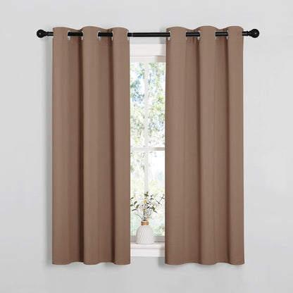 NICETOWN Halloween Pitch Black Solid Thermal Insulated Grommet Blackout Curtains/Drapes for Bedroom Window (2 Panels, 42 inches Wide by 63 inches Long, Black) - Colors D