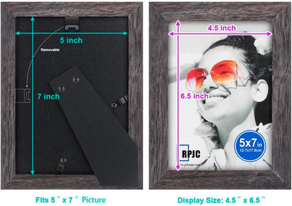 RPJC 5x7 Picture Frames Made of Solid Wood High Definition Glass for Table Top Display and Wall Mounting Photo Frame Black