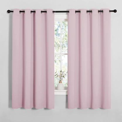 NICETOWN Halloween Pitch Black Solid Thermal Insulated Grommet Blackout Curtains/Drapes for Bedroom Window (2 Panels, 42 inches Wide by 63 inches Long, Black) - Colors B