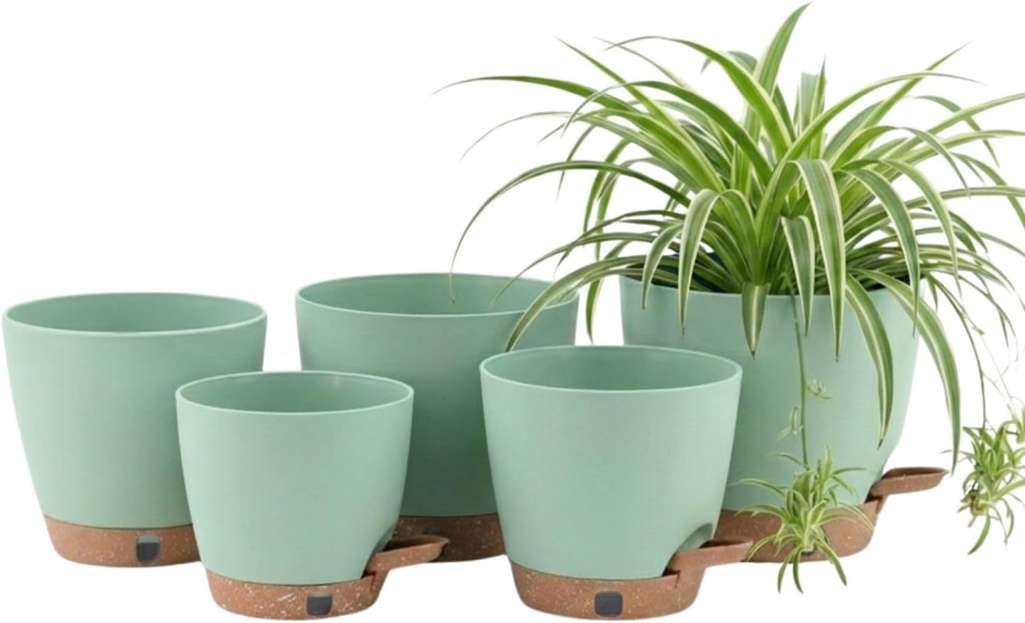 montresor 12/10/8 Inch Self Watering Pots for Indoor Plants Plastic Large Plant Pots for Outdoor Plants, Water Level Window & Spacious Reservoir Flower Pots Decorative Planter with Drainage and Tray