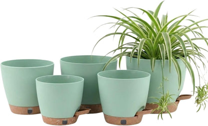 montresor 12/10/8 Inch Self Watering Pots for Indoor Plants Plastic Large Plant Pots for Outdoor Plants, Water Level Window & Spacious Reservoir Flower Pots Decorative Planter with Drainage and Tray
