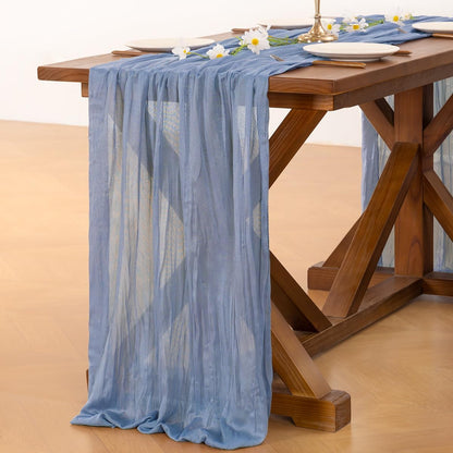Socomi 3pcs Sage Green Cheesecloth Table Runner Summer Boho Rustic Gauze 120 inch 10FT Cheese Cloth Sheer Runner for Wedding Party Baby Shower Home Decor Holiday Decorations