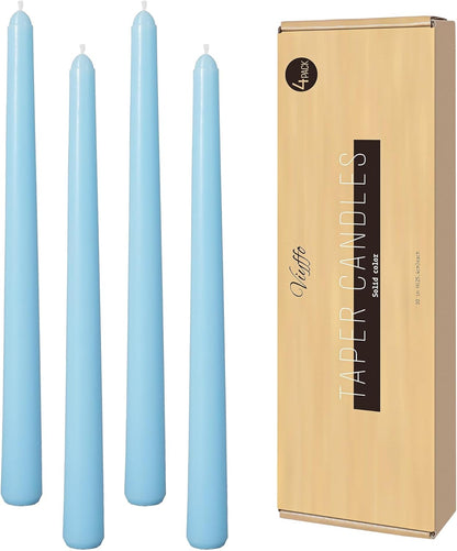Viyffo Taper Candles, 10 Inch, 4 Pack, Olive Glow – Unscented, Dripless & Smokeless Design, Up to 8 Hour Burn – Long Tall Taper Candlesticks for Wedding, Dinner & Home Decor