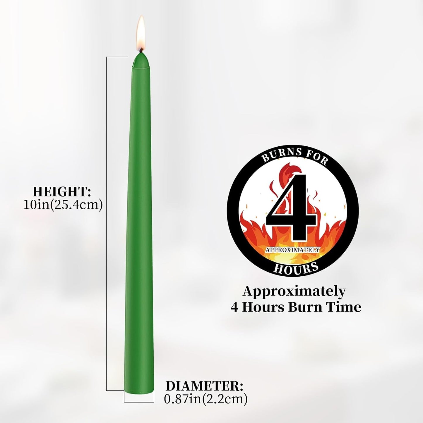 KONNI 0.87×10 Inch Ivory Taper Candles, Unscented and Smokeless Tall Candlesticks, 10 Pack Tapered Candles with Cotton Wicks, Long Burning, Ideal for Weddings, Dinner Parties, and Home Décor
