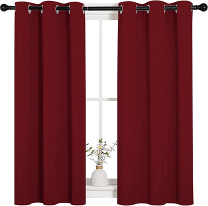 NICETOWN Halloween Pitch Black Solid Thermal Insulated Grommet Blackout Curtains/Drapes for Bedroom Window (2 Panels, 42 inches Wide by 63 inches Long, Black) - Colors A