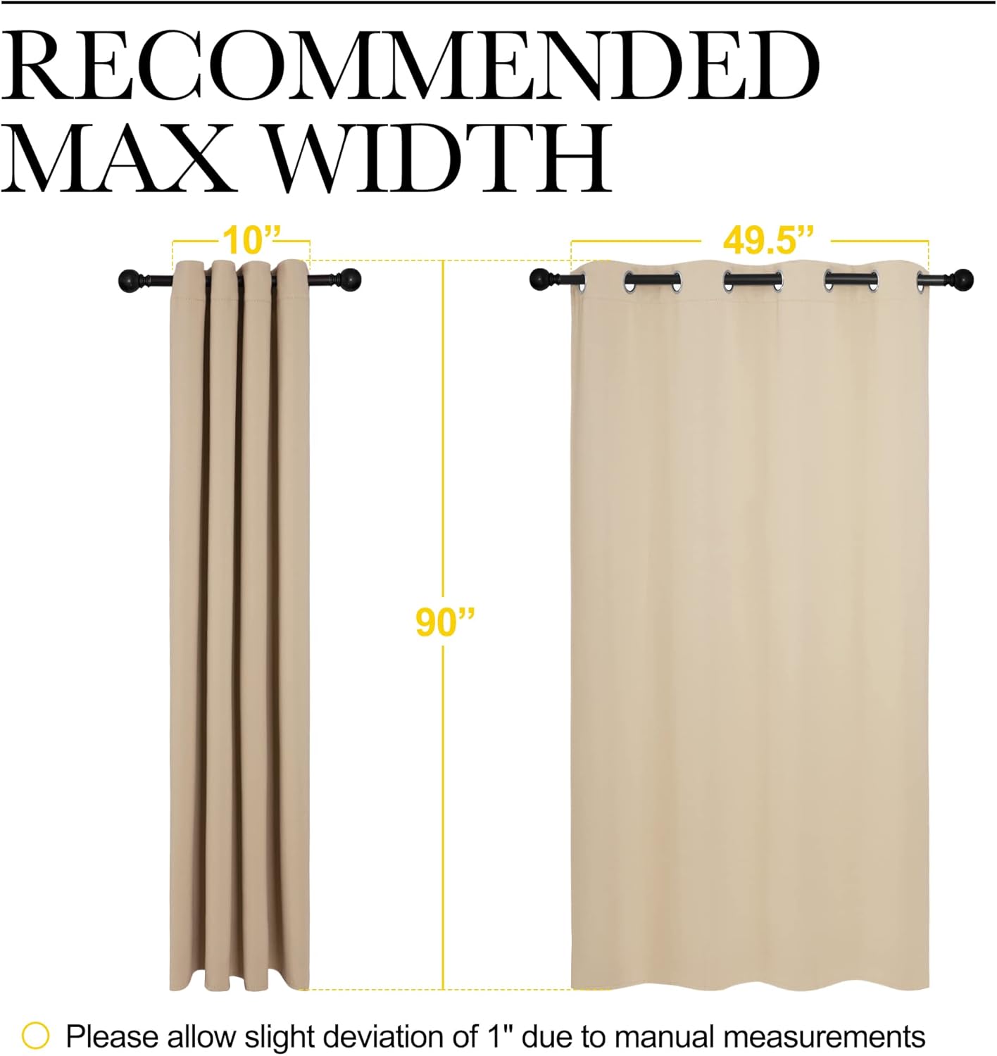 NICETOWN Halloween Pitch Black Solid Thermal Insulated Grommet Blackout Curtains/Drapes for Bedroom Window (2 Panels, 42 inches Wide by 63 inches Long, Black) - Colors D