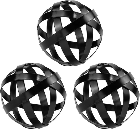 Kesywale 3.3 Inch Decorative Spheres Set of 3, Metal Band Decorative Balls Orbs Metal Spheres Home Decor Accents Dining Table Centerpieces for Living Room Bedroom Kitchen Office Coffee Table (Blue)