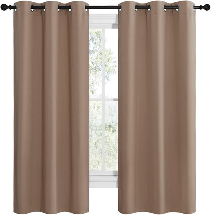 NICETOWN Halloween Pitch Black Solid Thermal Insulated Grommet Blackout Curtains/Drapes for Bedroom Window (2 Panels, 42 inches Wide by 63 inches Long, Black) - Colors D
