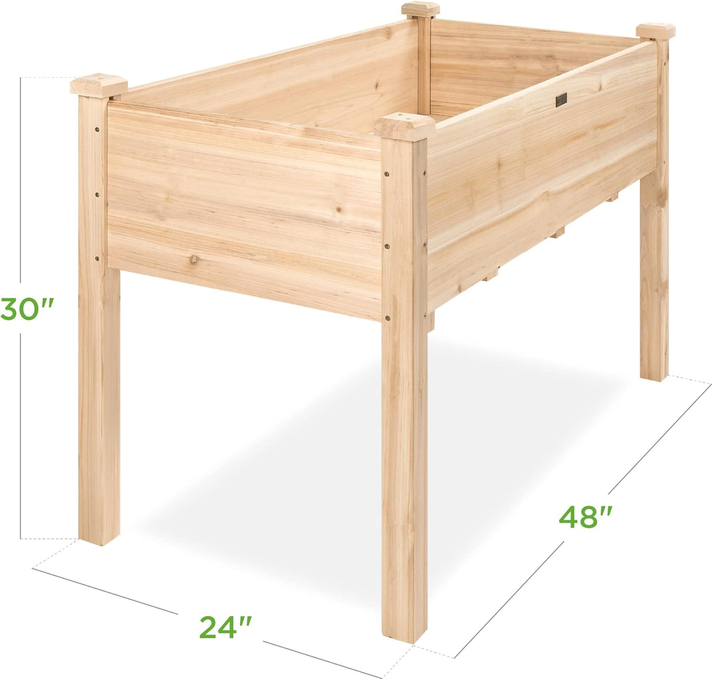 Best Choice Products 72x24x30in Raised Garden Bed, Elevated Wood Planter Box Stand for Backyard, Patio, Balcony w/Divider Panel, 6 Legs, 300lb Capacity - Natural