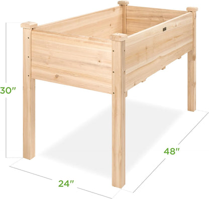 Best Choice Products 72x24x30in Raised Garden Bed, Elevated Wood Planter Box Stand for Backyard, Patio, Balcony w/Divider Panel, 6 Legs, 300lb Capacity - Natural