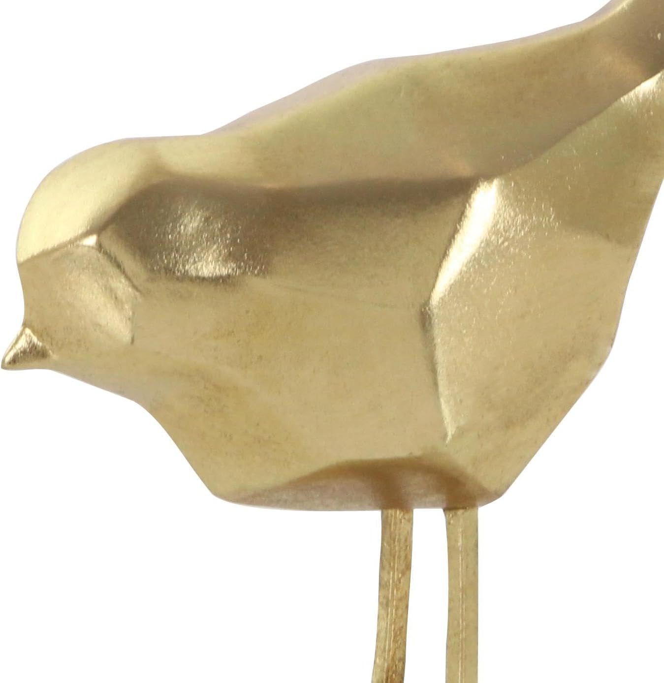 CosmoLiving by Cosmopolitan Polystone Bird Decorative Sculpture Home Decor Statues with Origami Accents, Set of 2 Accent Figurines 7", 8"H, Gold