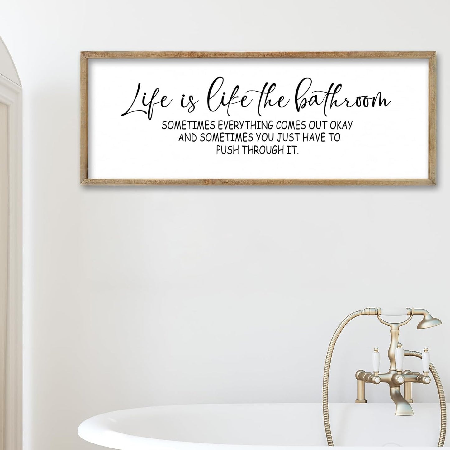 FZMHASLWW Gather Sign Wall Decor 32"×12" Large Wooden Framed for Dining Room Simple Home Kitchen Hanging Art (Wood)