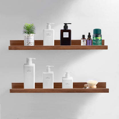 AZSKY Floating Shelves Wall Mounted Set of 2 Natural Wood Picture Shelves Wall Shelves for Bedroom Bathroom Living Room Kitchen Laundry Room Storage & Decoration 24 Inch