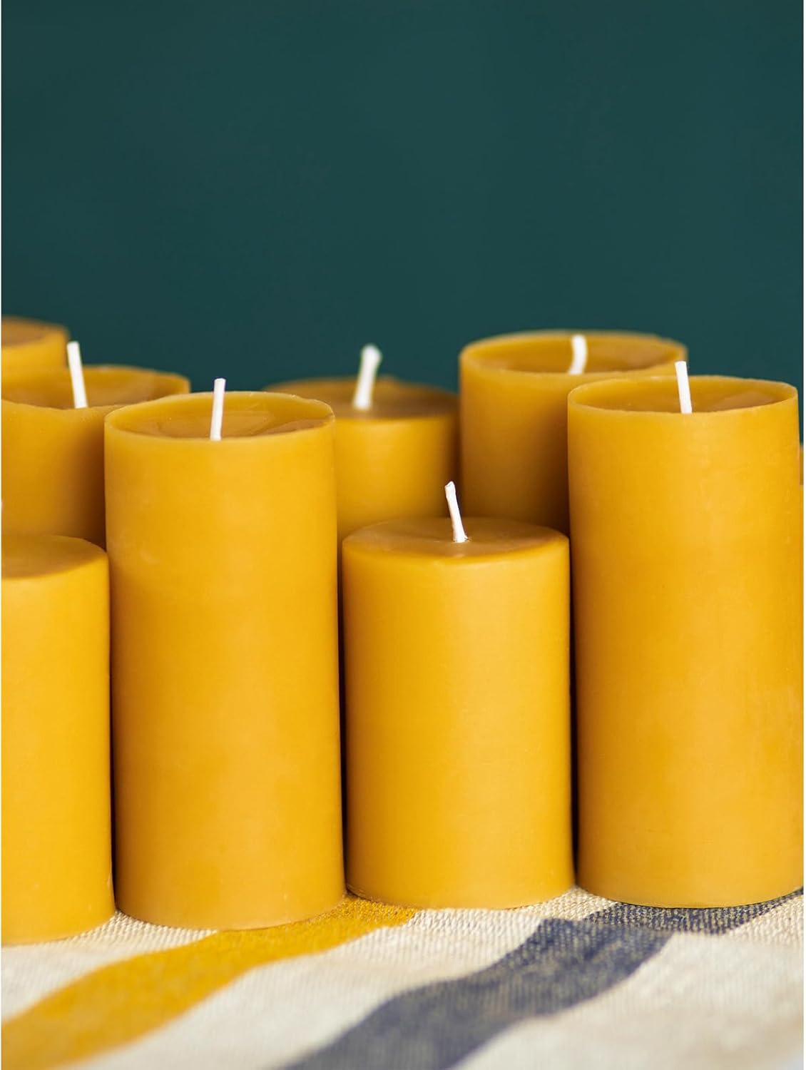 CANDWAX 3x4 inch Pillar Candles Set of 3 – Unscented Dripless Rustic Dark Blue Candles for Room Decor, Weddings, Centerpieces