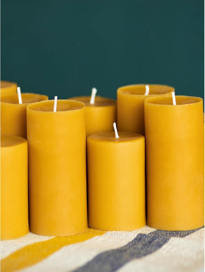 CANDWAX 3x4 inch Pillar Candles Set of 3 – Unscented Dripless Rustic Dark Blue Candles for Room Decor, Weddings, Centerpieces