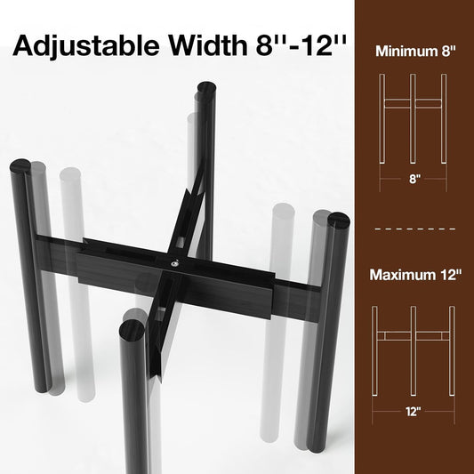 MUDEELA Plant Stand for Indoor Plants: Adjustable Width Fits 8–12 Inch Pots - Mid Century Modern Bamboo Plant Stand - 14.5 Inch Single Tier Small Floor Plant Holder, Dark Brown, 1 Pack (Without Pot)