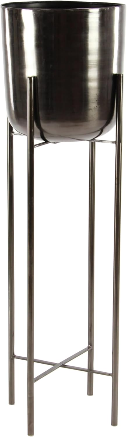 CosmoLiving by Cosmopolitan Metal Indoor Outdoor Planter Dome Large Planter Pot with Removable Stand, Set of 2 Planters 19", 22"H, Gold