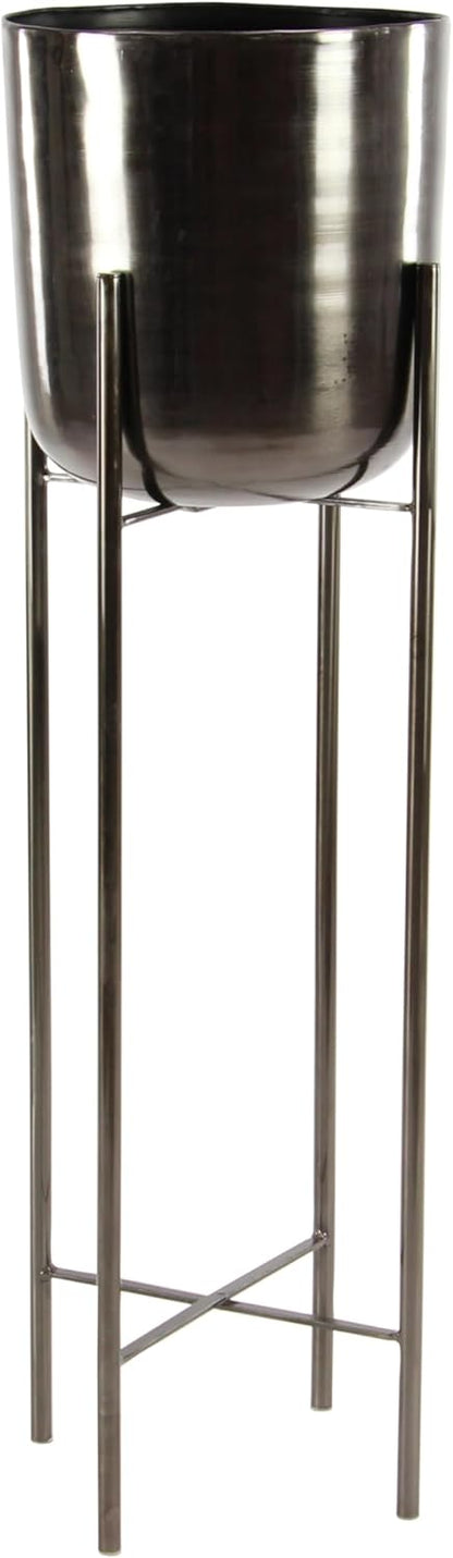 CosmoLiving by Cosmopolitan Metal Indoor Outdoor Planter Dome Large Planter Pot with Removable Stand, Set of 2 Planters 19", 22"H, Gold